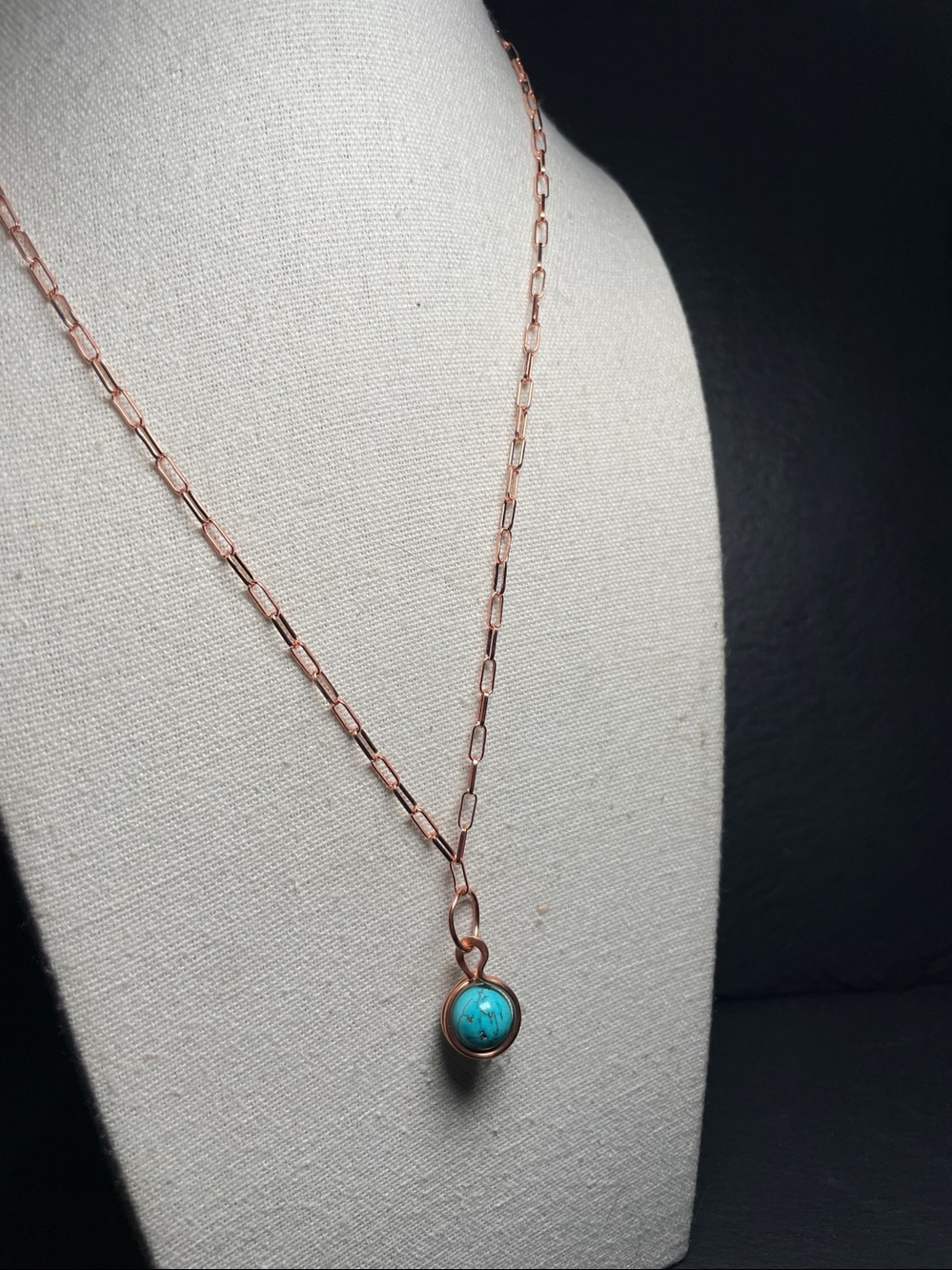 Artisan Turquoise Necklace Copper Paper Clip Chain
Magnetic Clasp - Picture 10 of 13